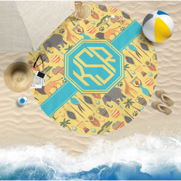 African Safari Round Beach Towel Lifestyle
