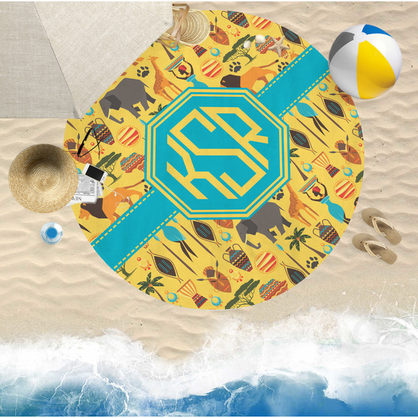 African Safari Round Beach Towel Lifestyle