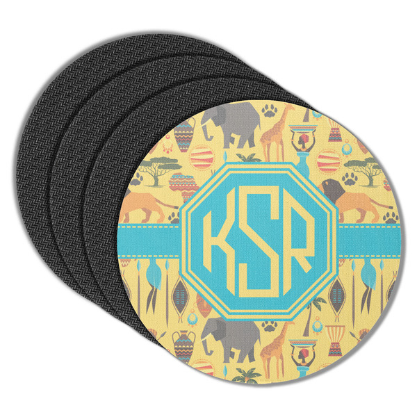 Custom African Safari Round Rubber Backed Coasters - Set of 4 (Personalized)