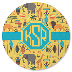 African Safari Round Rubber Backed Coaster (Personalized)