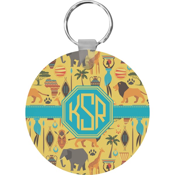 Custom African Safari Round Plastic Keychain (Personalized)