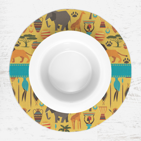 African Safari Round Linen Placemats - LIFESTYLE (single)