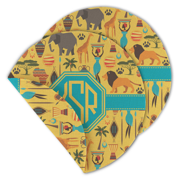 Custom African Safari Round Linen Placemat - Double Sided - Set of 4 (Personalized)