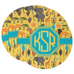 African Safari Round Paper Coasters w/ Monograms
