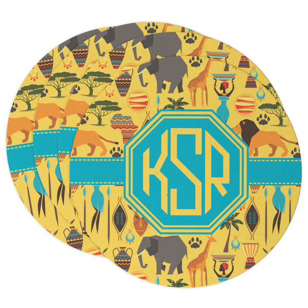 Custom African Safari Round Paper Coasters w/ Monograms