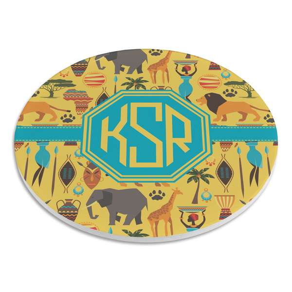 African Safari Round Stone Trivet - Angle View