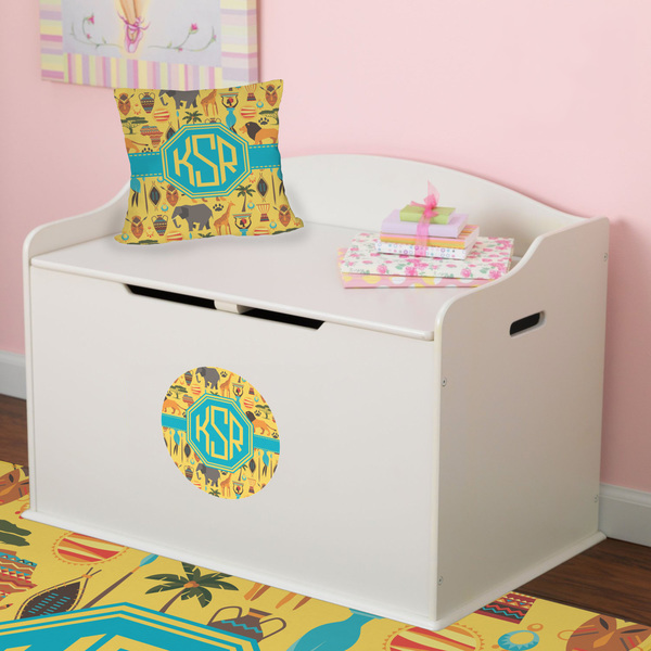 African Safari Round Wall Decal on Toy Chest