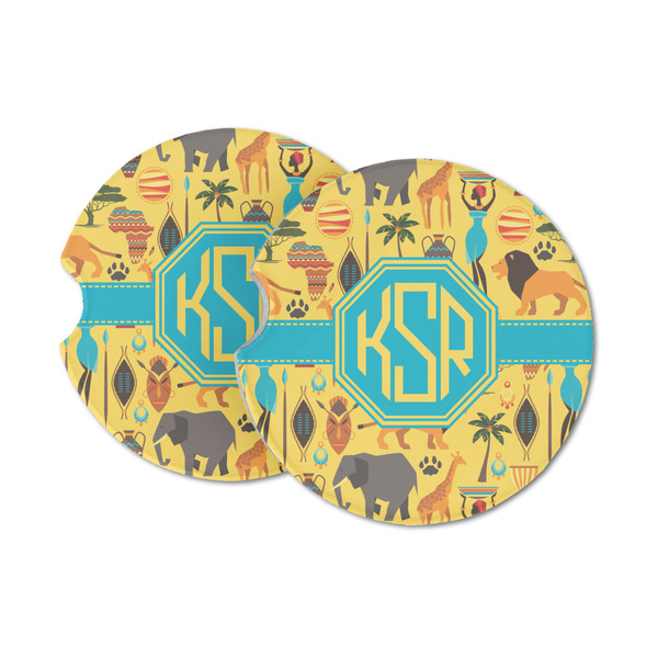 Custom African Safari Sandstone Car Coasters - Set of 2 (Personalized)