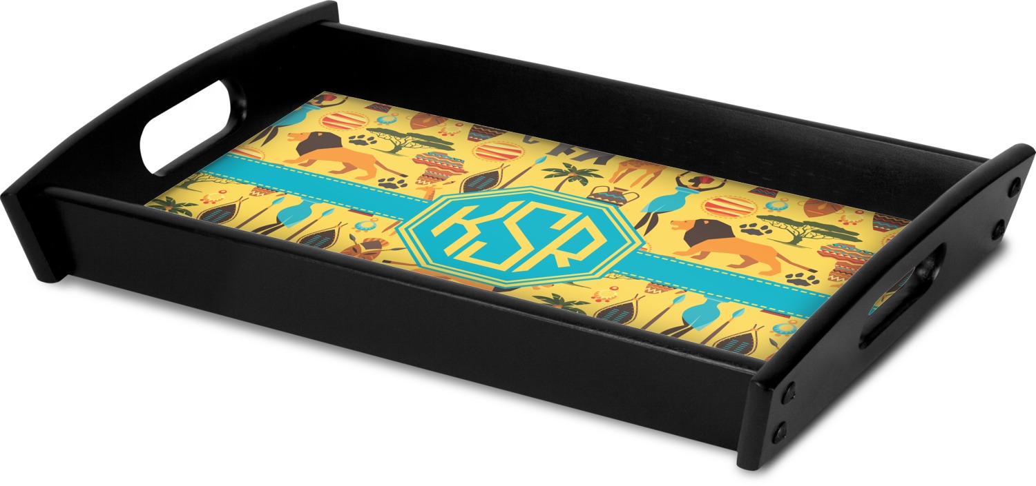 African Safari Black Wooden Tray Small (Personalized) YouCustomizeIt