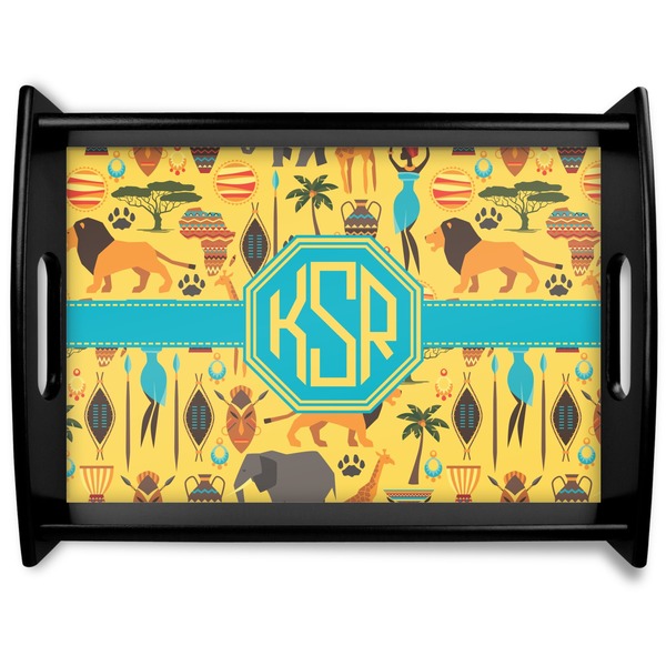 Custom African Safari Black Wooden Tray - Large (Personalized)