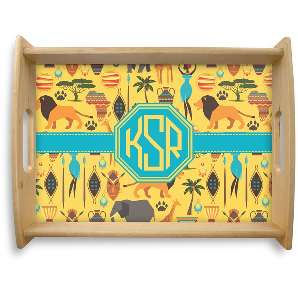 Custom African Safari Natural Wooden Tray - Large (Personalized)