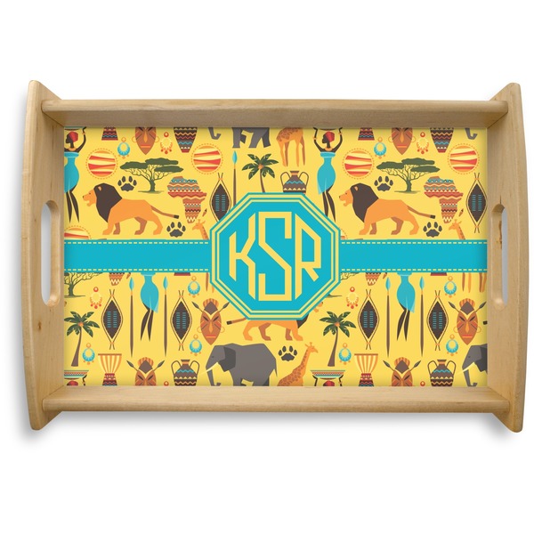 Custom African Safari Natural Wooden Tray - Small (Personalized)
