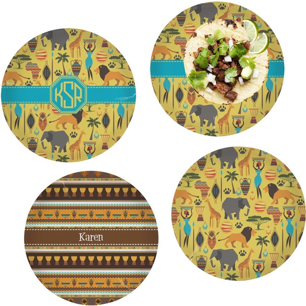 Custom African Safari Set of 4 Glass Lunch / Dinner Plate 10" (Personalized)