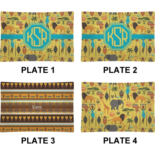 African Safari Set of Rectangular Appetizer / Dessert Plates (Approval)