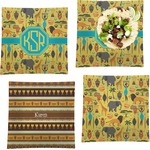 African Safari Set of 4 Glass Square Lunch / Dinner Plate 9.5" (Personalized)