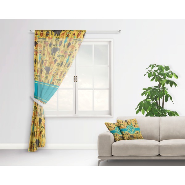 African Safari Sheer Curtain With Window and Rod - in Room Matching Pillow