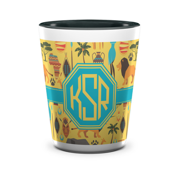 Custom African Safari Ceramic Shot Glass - 1.5 oz - Two Tone - Single (Personalized)