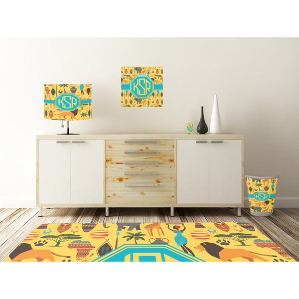 African Safari Square Wall Decal Wooden Desk