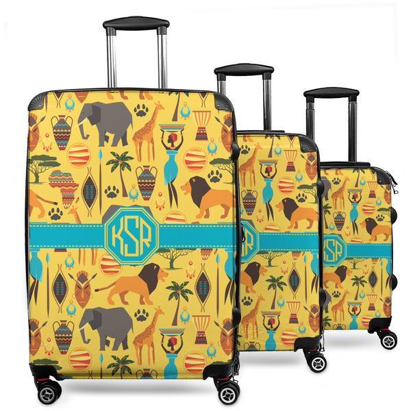 Custom African Safari 3 Piece Luggage Set - 20" Carry On, 24" Medium Checked, 28" Large Checked (Personalized)