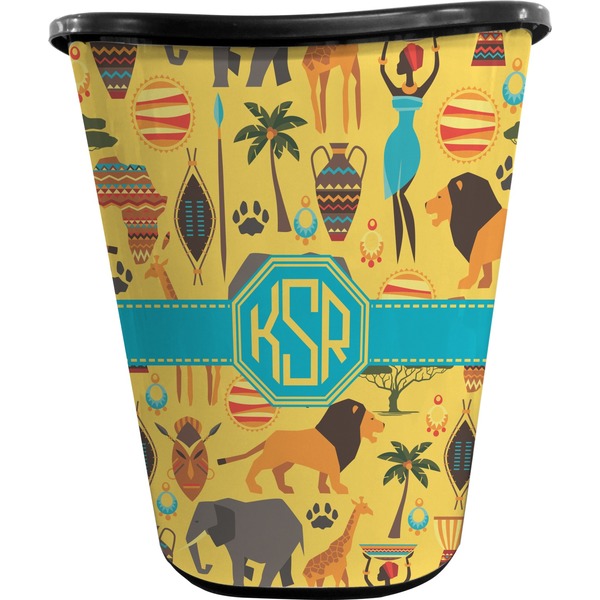 Custom African Safari Waste Basket - Single Sided (Black) (Personalized)