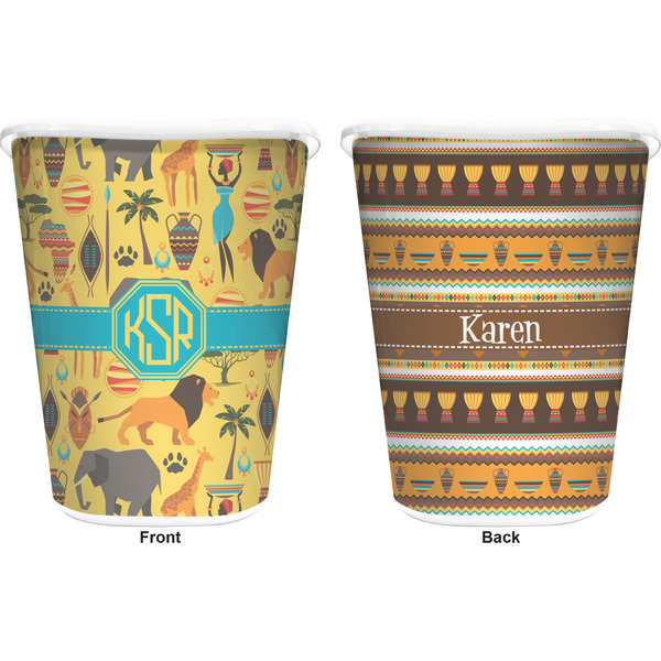 African Safari Trash Can White - Front and Back - Apvl