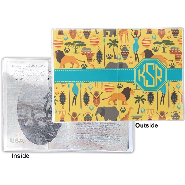 African Safari Vinyl Passport Holder - Flat Front and Back
