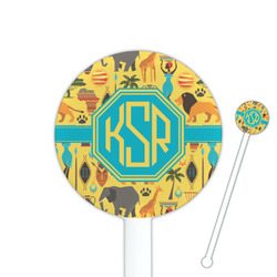 African Safari 5.5" Round Plastic Stir Sticks - White - Double Sided (Personalized)
