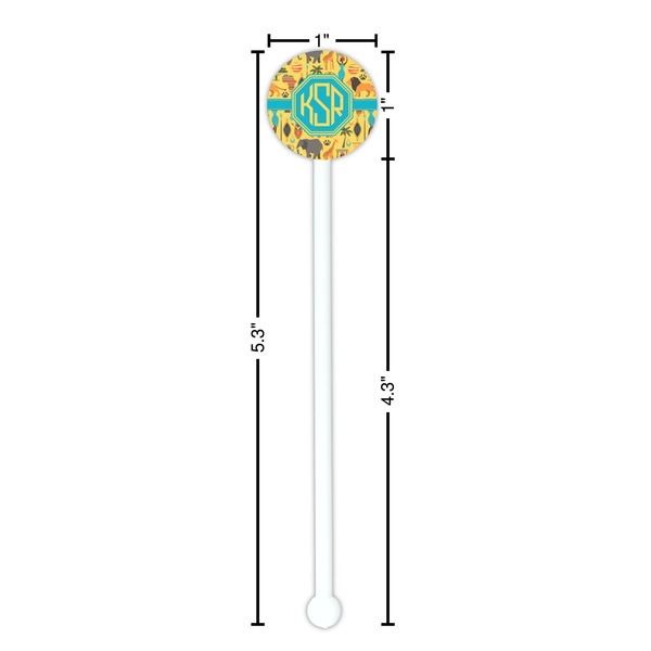 African Safari White Plastic 5.5" Stir Stick - Round - Dimensions