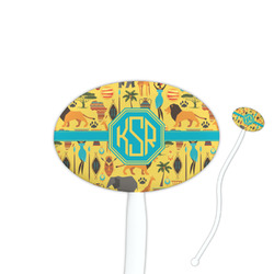 African Safari 7" Oval Plastic Stir Sticks - White - Double Sided (Personalized)