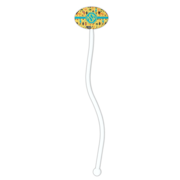African Safari White Plastic 7" Stir Stick - Oval - Single Stick