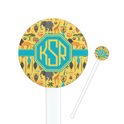 African Safari 7" Round Plastic Stir Sticks - White - Double Sided (Personalized)