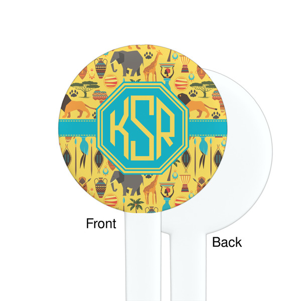 African Safari White Plastic 7" Stir Stick - Single Sided - Round - Front & Back