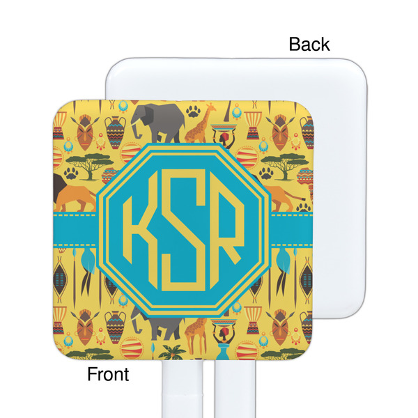 African Safari White Plastic Stir Stick - Single Sided - Square - Approval