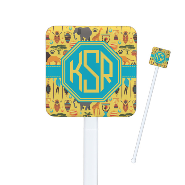 Custom African Safari Square Plastic Stir Sticks - Single Sided (Personalized)