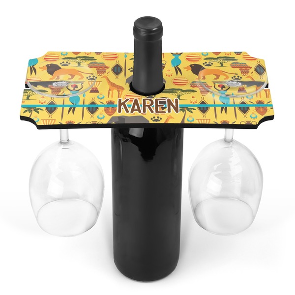 Custom African Safari Wine Bottle & Glass Holder (Personalized)