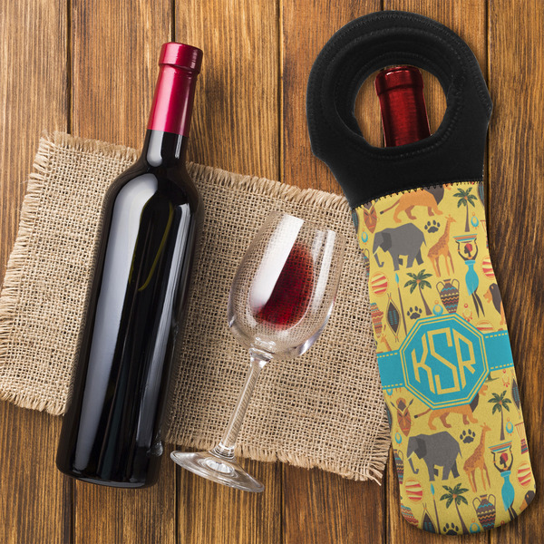 African Safari Wine Tote Bag - FLATLAY