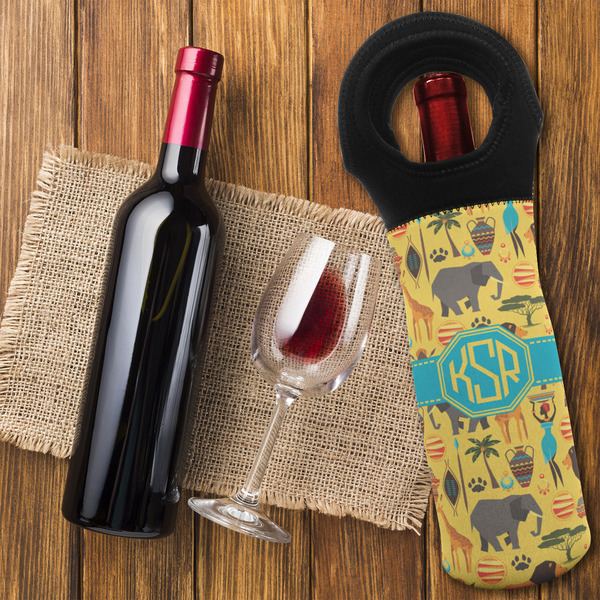 African Safari Wine Tote Bag - FLATLAY