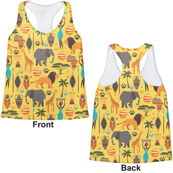 African Safari Womens Racerback Tank Tops - Medium - Front and Back