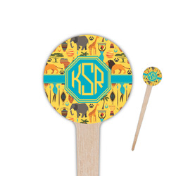African Safari 4" Round Wooden Food Picks - Single Sided (Personalized)