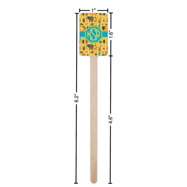 African Safari Wooden 6.25" Stir Stick - Rectangular - Dimensions