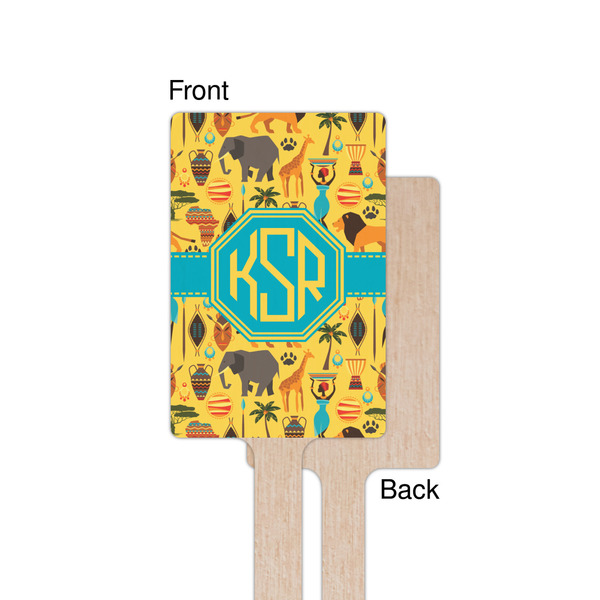 African Safari Wooden 6.25" Stir Stick - Rectangular - Single - Front & Back