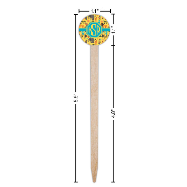 African Safari Wooden 6" Food Pick - Round - Dimensions