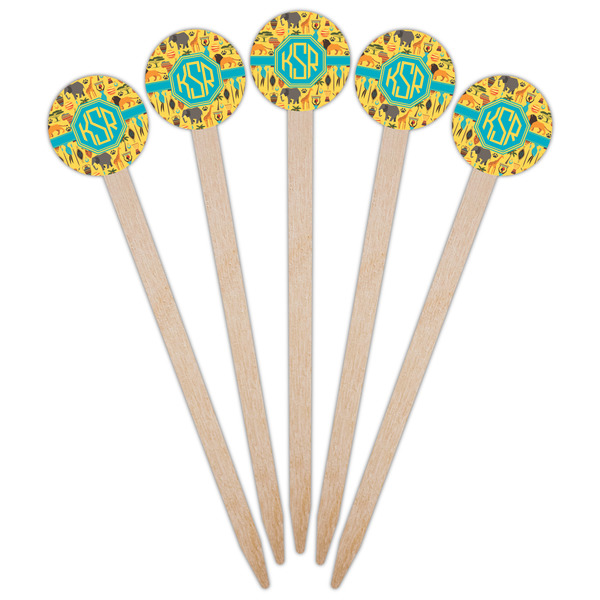 African Safari Wooden 6" Food Pick - Round - Fan View