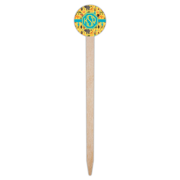African Safari Wooden 6" Food Pick - Round - Single Pick
