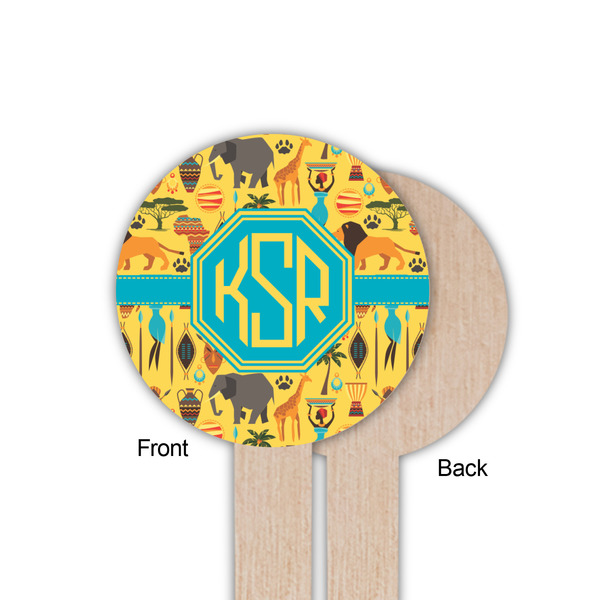 African Safari Wooden 6" Food Pick - Round - Single Sided - Front & Back