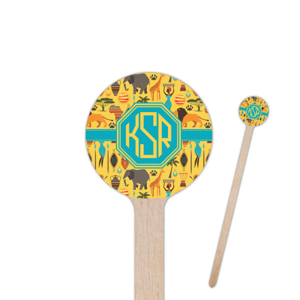 Custom African Safari 6" Round Wooden Stir Sticks - Double Sided (Personalized)