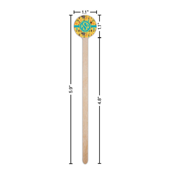 African Safari Wooden 6" Stir Stick - Round - Dimensions