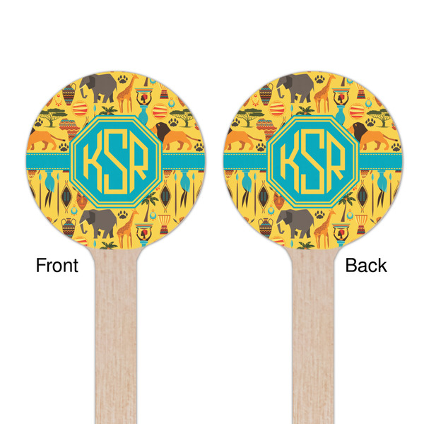 African Safari Wooden 6" Stir Stick - Round - Double Sided - Front & Back