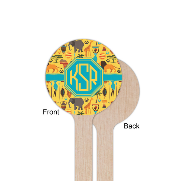 African Safari Wooden 6" Stir Stick - Round - Single Sided - Front & Back