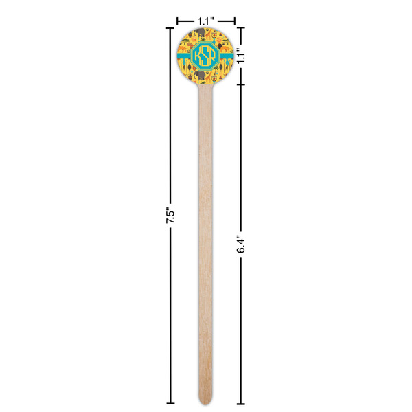 African Safari Wooden 7.5" Stir Stick - Round - Dimensions